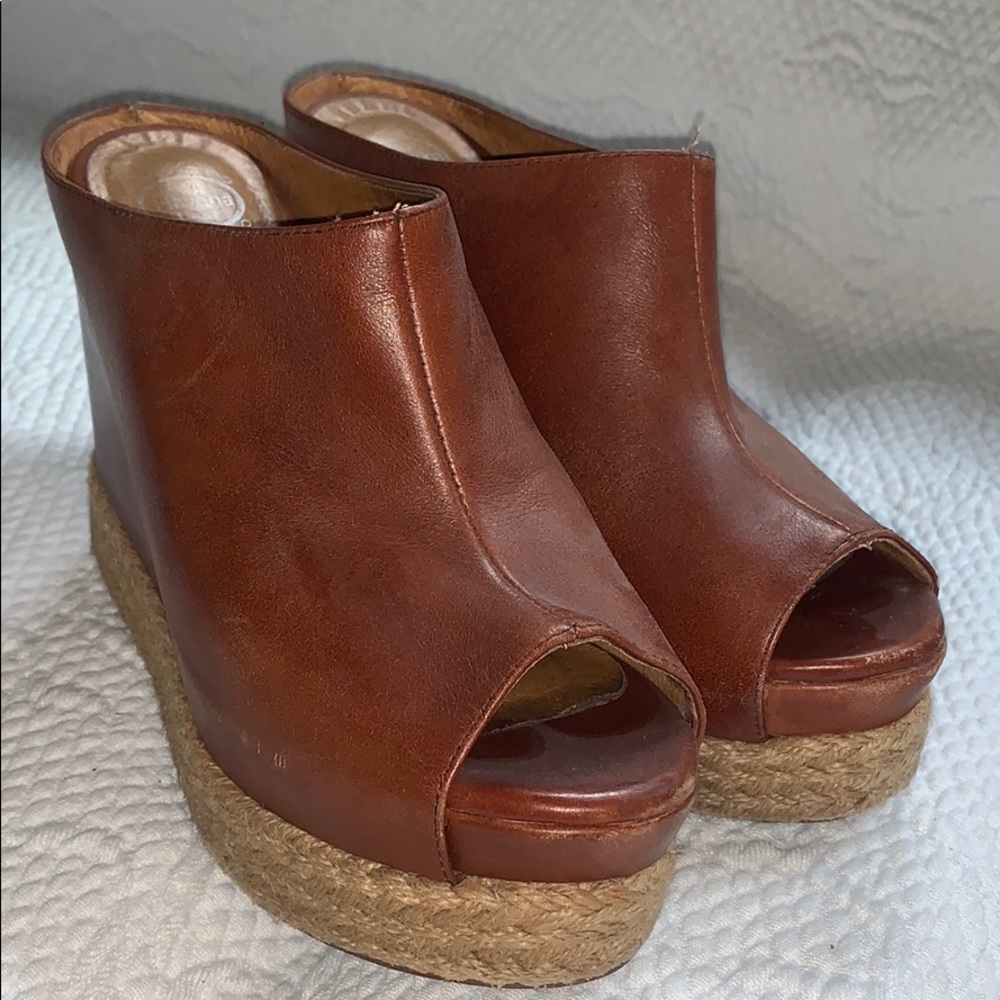 Jeffrey Campbell Sz 38 Chestnut leather wedge